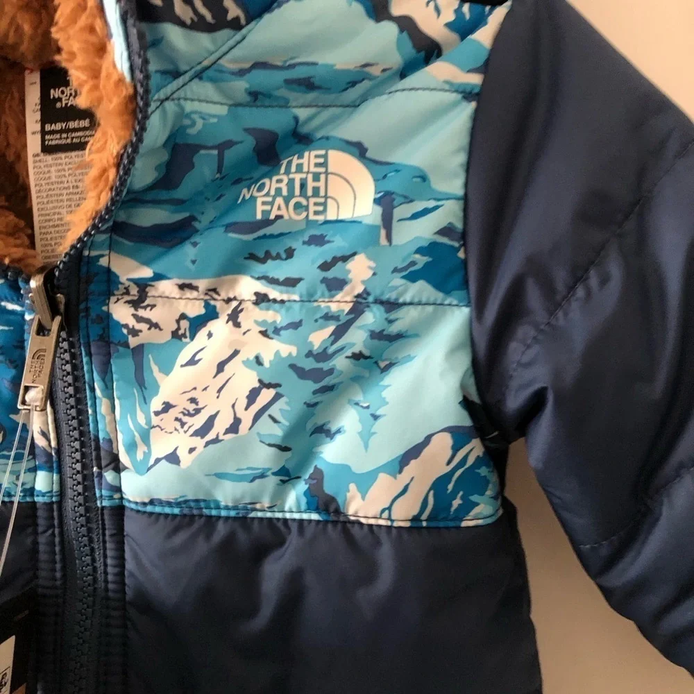 New The North Fave Blue Reversible Baby Jacket 3-6 M